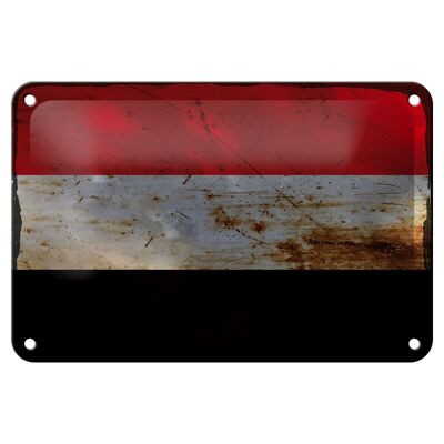 Targa in metallo Bandiera Yemen 18x12 cm Bandiera dello Yemen Decorazione ruggine