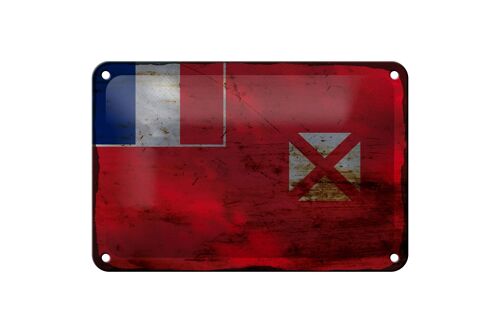 Blechschild Flagge Wallis und Futuna 18x12cm Wallis Rost Dekoration