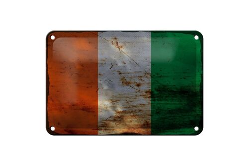 Blechschild Flagge Elfenbeinküste 18x12cm Ivory Coast Rost Dekoration