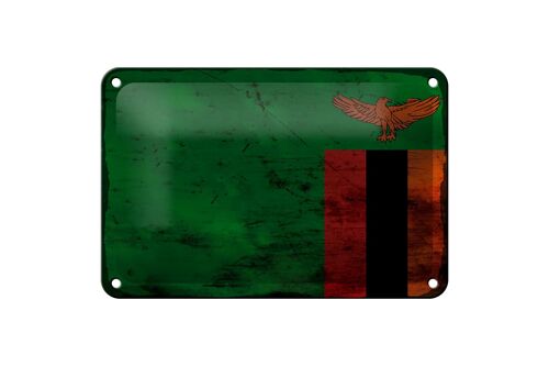 Blechschild Flagge Sambia 18x12cm Flag of Zambia Rost Dekoration