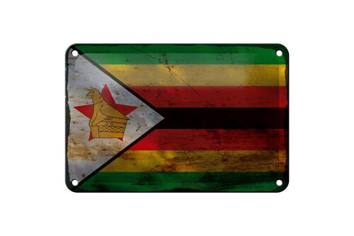 Blechschild Flagge Simbabwe 18x12cm Flag of Zimbabwe Rost Dekoration
