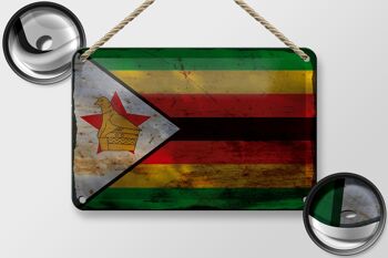 Drapeau en étain du Zimbabwe, 18x12cm, drapeau du Zimbabwe, décoration rouille 2