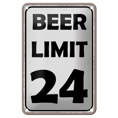 Cartel de chapa que dice 12x18cm BEER Limit 24 cerveza alcohol decoración