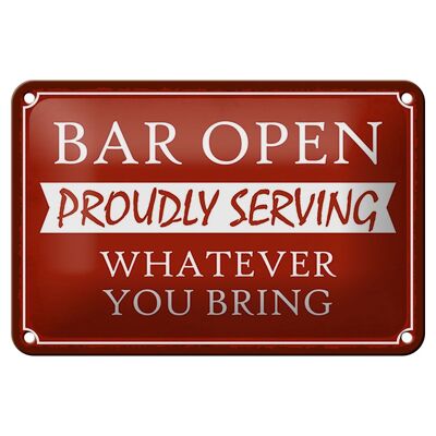 Targa in metallo con scritta "Bar aperto" che serve con orgoglio la decorazione, 18x12 cm