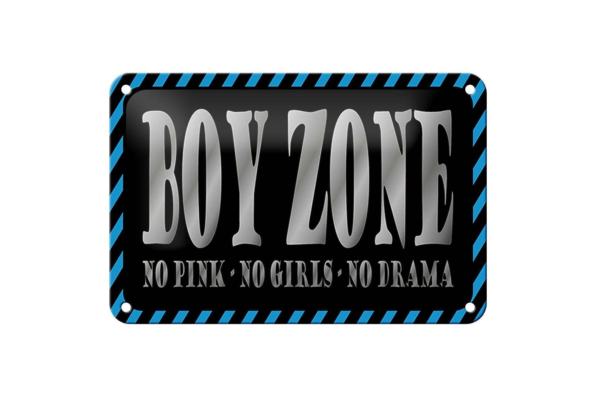 Targa in metallo con scritta "Boy Zone" 18x12 cm, no ragazze rosa, nessuna decorazione drammatica