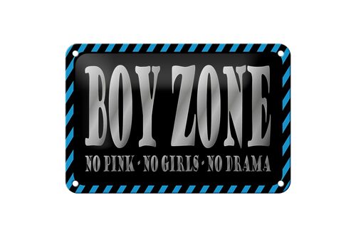 Blechschild Spruch 18x12cm Boy Zone no pink girls no drama Dekoration