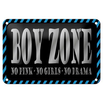 Panneau en étain disant 18x12cm Boy Zone, pas de filles roses, pas de décoration dramatique