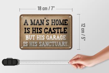 Panneau en étain disant 18x12cm, la maison de l'homme est sa décoration de garage de château 5