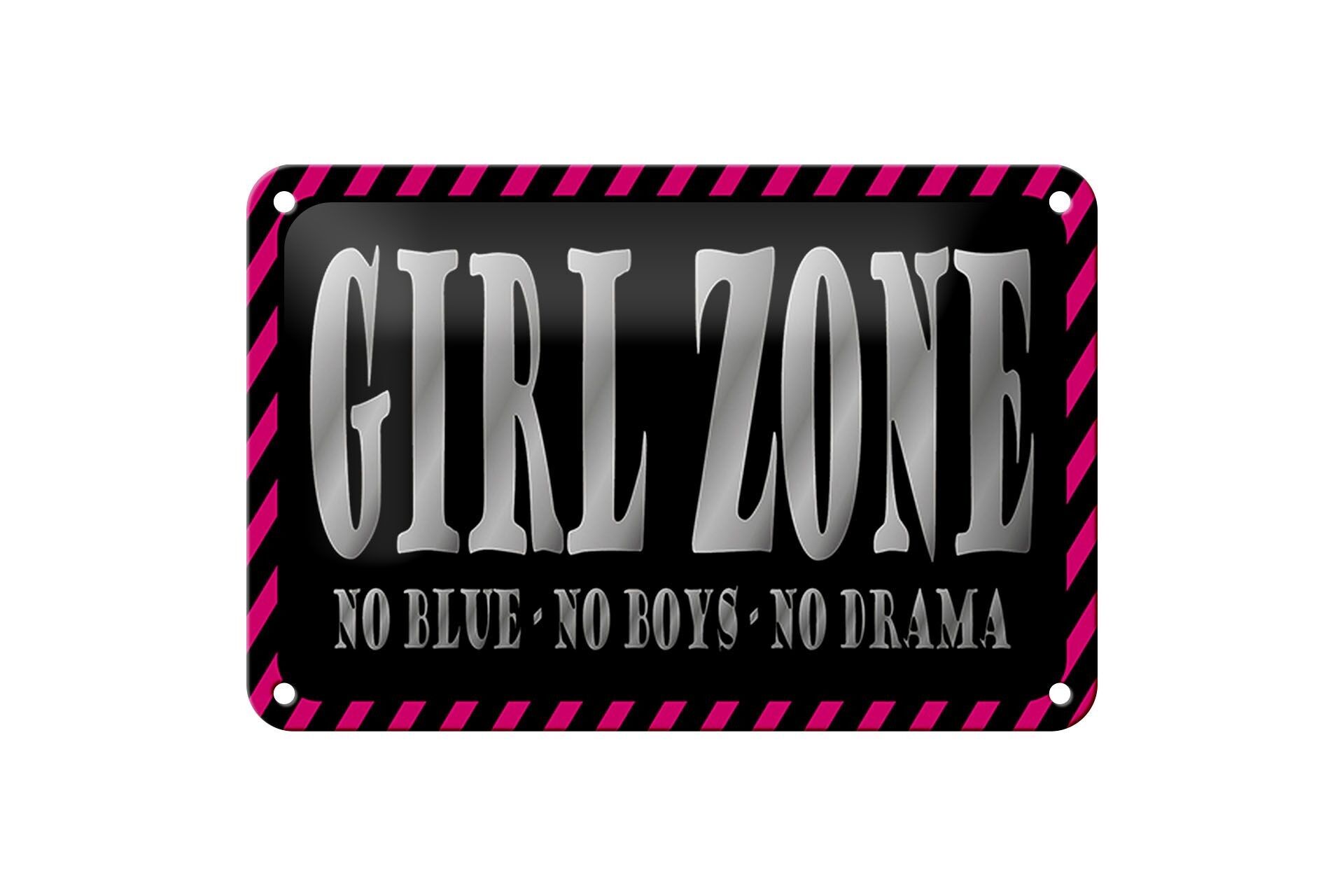 Targa in metallo con scritta "Girl Zone" 18x12 cm, no blu, no ragazzi, nessuna decorazione