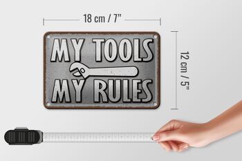 Plaque en tôle disant 18x12cm mes outils mes règles décoration 5