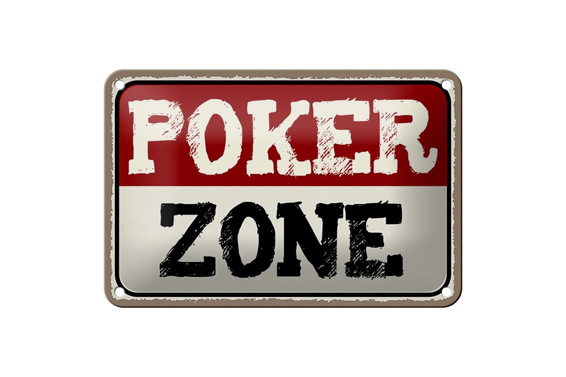 Targa in metallo con scritta "Poker Zone" decorazione regalo 18x12 cm