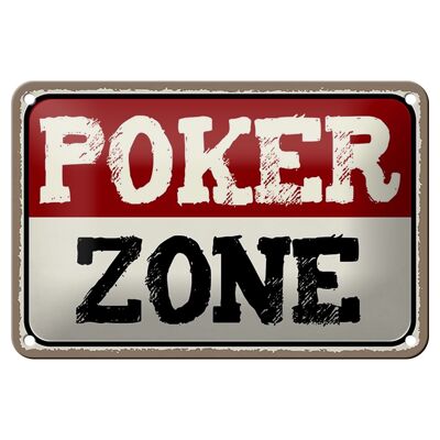 Targa in metallo con scritta "Poker Zone" decorazione regalo 18x12 cm