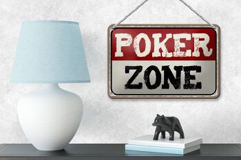 Panneau en étain disant 18x12cm, décoration cadeau Poker Zone 4