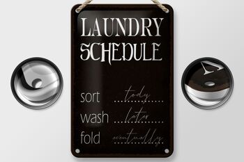 Panneau en étain indiquant le calendrier de lessive, 12x18cm, décoration de lavage tody 2