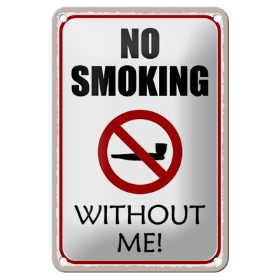 Targa in metallo con scritta "vietato fumare" senza decorazione "me" 12x18 cm