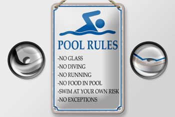 Panneau en étain indiquant les règles de la piscine, pas de verre, pas de décoration de plongée, 12x18cm 2