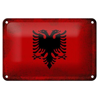 Letrero de hojalata Bandera de Albania, 18x12cm, bandera de Albania, decoración Vintage