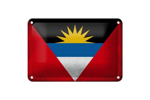 Blechschild Flagge Antigua und Barbuda 18x12cm Flag Vintage Dekoration