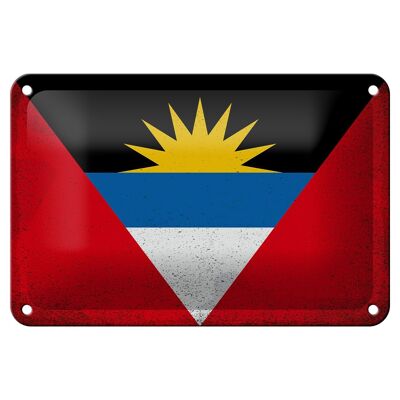 Cartel de chapa con bandera de Antigua y Barbuda, 18x12cm, decoración Vintage
