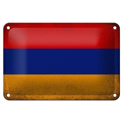 Cartel de hojalata Bandera de Armenia, 18x12cm, bandera de Armenia, decoración Vintage