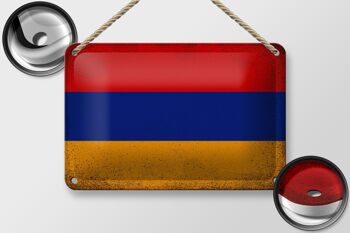 Drapeau en étain 18x12cm, drapeau arménien, décoration Vintage 2