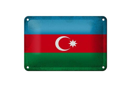 Blechschild Flagge Aserbaidschan 18x12cm Azerbaijan Vintage Dekoration