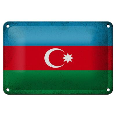 Blechschild Flagge Aserbaidschan 18x12cm Azerbaijan Vintage Dekoration