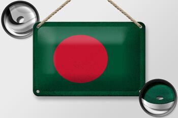 Drapeau en étain du Bangladesh, 18x12cm, décoration Vintage du Bangladesh 2