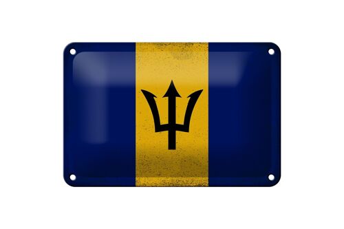 Blechschild Flagge Barbados 18x12cm Flag of Barbados Vintage Dekoschild