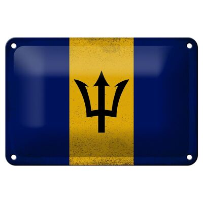 Signe en étain drapeau de la Barbade 18x12cm, signe décoratif Vintage