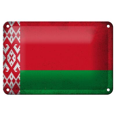 Blechschild Flagge Weißrussland 18x12cm Belarus Vintage Dekoration