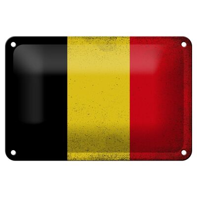 Targa in metallo Bandiera Belgio 18x12 cm Bandiera del Belgio Decorazione vintage