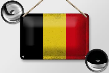 Drapeau en étain de la belgique, 18x12cm, drapeau de la belgique, décoration Vintage 2