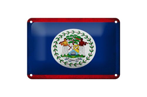 Blechschild Flagge Belize 18x12cm Flag of Belize Vintage Dekoration