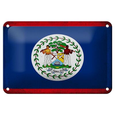 Blechschild Flagge Belize 18x12cm Flag of Belize Vintage Dekoration