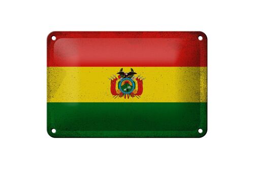 Blechschild Flagge Bolivien 18x12cm Flag of Bolivia Vintage Dekoration