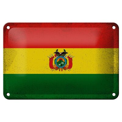 Targa in metallo Bandiera Bolivia 18x12 cm Bandiera della Bolivia Decorazione vintage