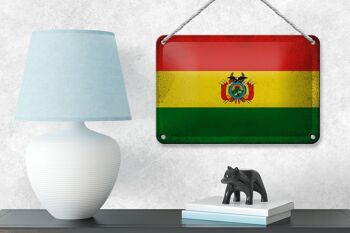 Drapeau en étain de la bolivie, 18x12cm, drapeau de la bolivie, décoration Vintage 4