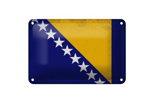 Blechschild Flagge Bosnien und Herzegowina 18x12cm Vintage Dekoration