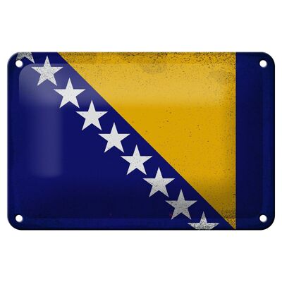 Targa in metallo Bandiera Bosnia ed Erzegovina 18x12 cm Decorazione vintage