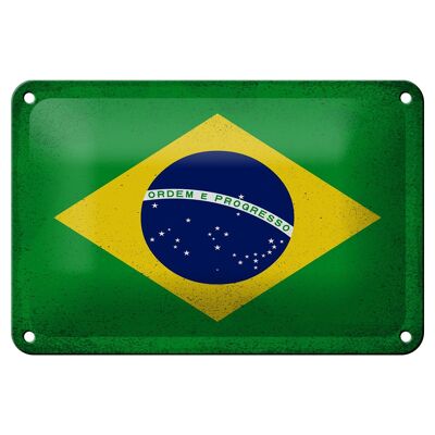 Targa in metallo Bandiera Brasile 18x12 cm Bandiera del Brasile Decorazione vintage