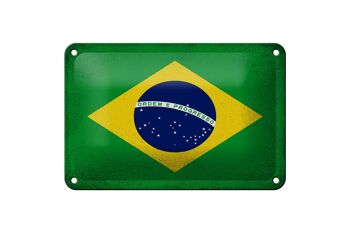 Drapeau en étain du brésil, 18x12cm, drapeau du brésil, décoration Vintage 1