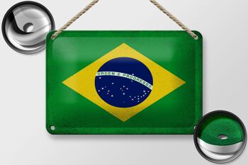 Drapeau en étain du brésil, 18x12cm, drapeau du brésil, décoration Vintage 2
