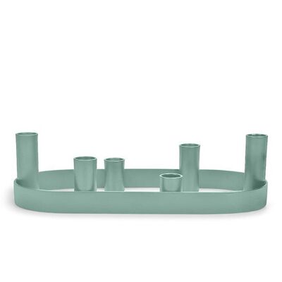 Oval Metal Candelabra in Opaline Green