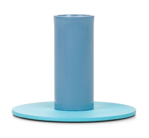 6cm Two-Tone Pompadour & Powder Blue Metal Candleholder