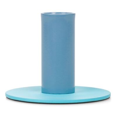 6 cm zweifarbiger Kerzenhalter aus Pompadour- und puderblauem Metall