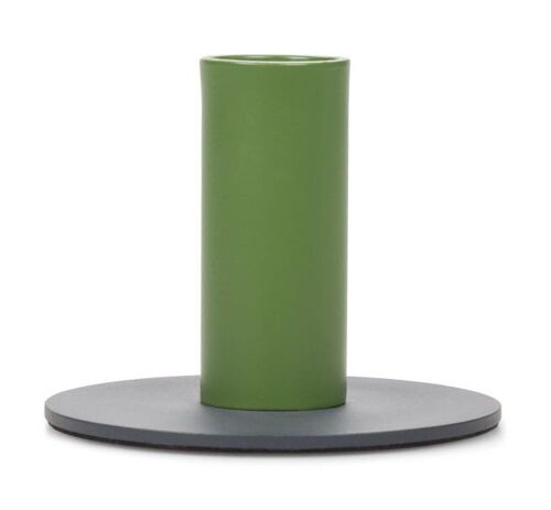 6cm Two-Tone Indigo & Olive Metal Candleholder