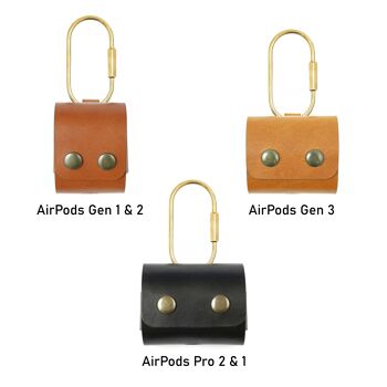Étui Apple AirPods en cuir pour AirPods Pro 2 et 1, AirPods Gen 3, AirPods Gen 1 et 2 – Noir 5
