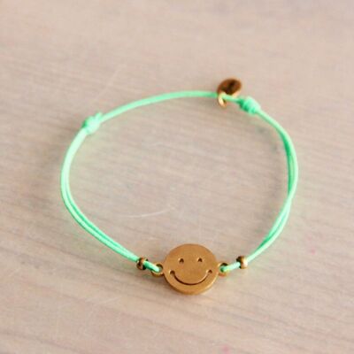 Bracelet élastique avec smiley – vert/or