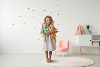 Robe de poupée en coton 100% biologique avec volants et bandeau, caramel, 2 pièces, taille. 28-35 cm 6